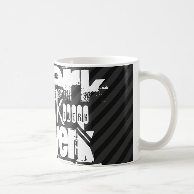 Twerk; Black & Dark Gray Stripes Coffee Mug (Right)