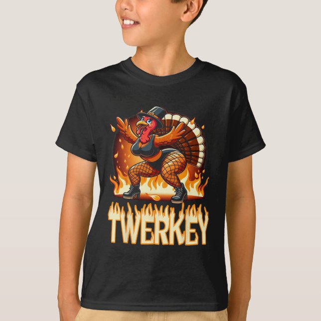 Twerkey Squad Twerking Funny Dancing Turkey Thanks T-Shirt (Front)