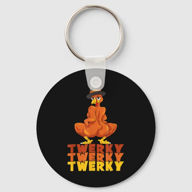 Twerky Turkey Butt Thanksgiving Dance Funny  Keychain (Front)