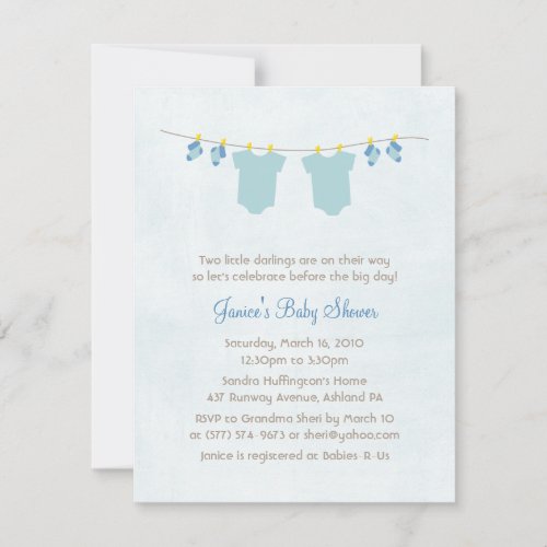 Twice As Nice Baby Boy Shower Invitations