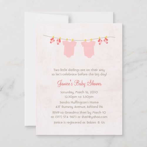 Twice As Nice Baby Girls Shower Invitations