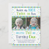 Twice as Nice Twin Boy First Birthday Invitation (Front)