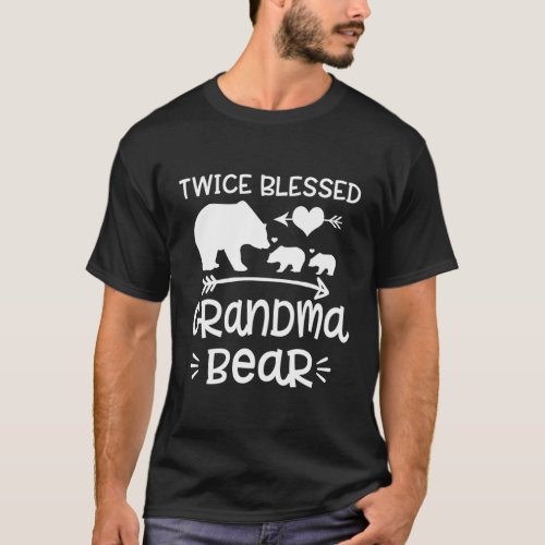 Twice Blessed Grandma Bear Grandmas With Two Grand T_Shirt