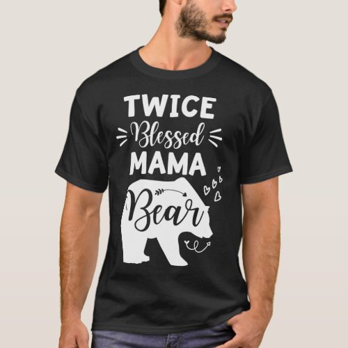 Twice Blessed Mama Bear Heart  Arrow Mom With Two T_Shirt