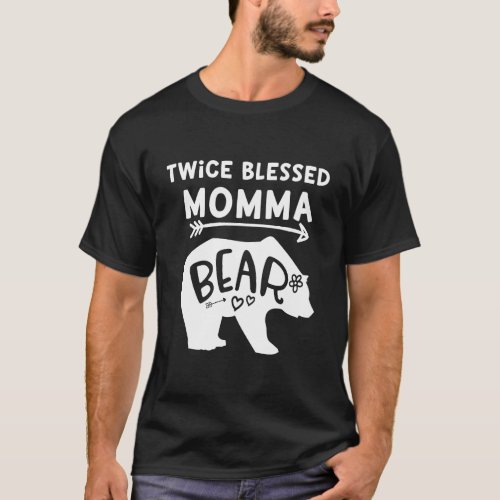 Twice Blessed Momma Bear Shirt For Moms With Two K