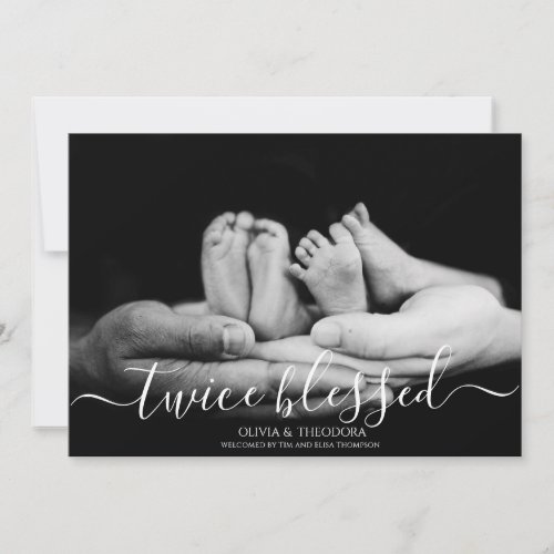 Twice Blessed Overlay Twins Photo Collage Birth  Announcement