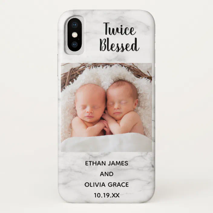 Twice Blessed Twin Baby Photo Names Birthdate Case Mate Iphone Case Zazzle Com