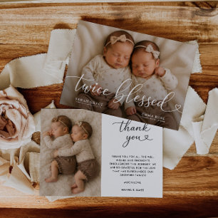Twice Blessed Twins Photo Birth Announcement