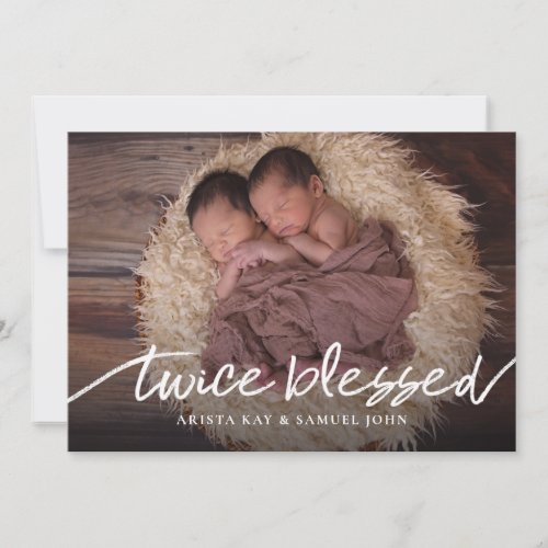 Twice Blessed Twins Photo Collage Newborn Birth Announcement