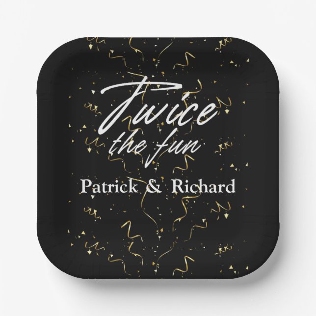 Twice the Fun Friends Joint Birthday Double Paper Plates (Front)
