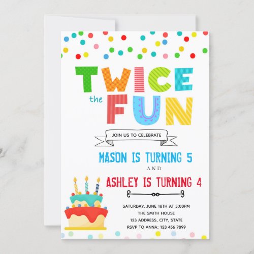 Twice the fun joint birthday card