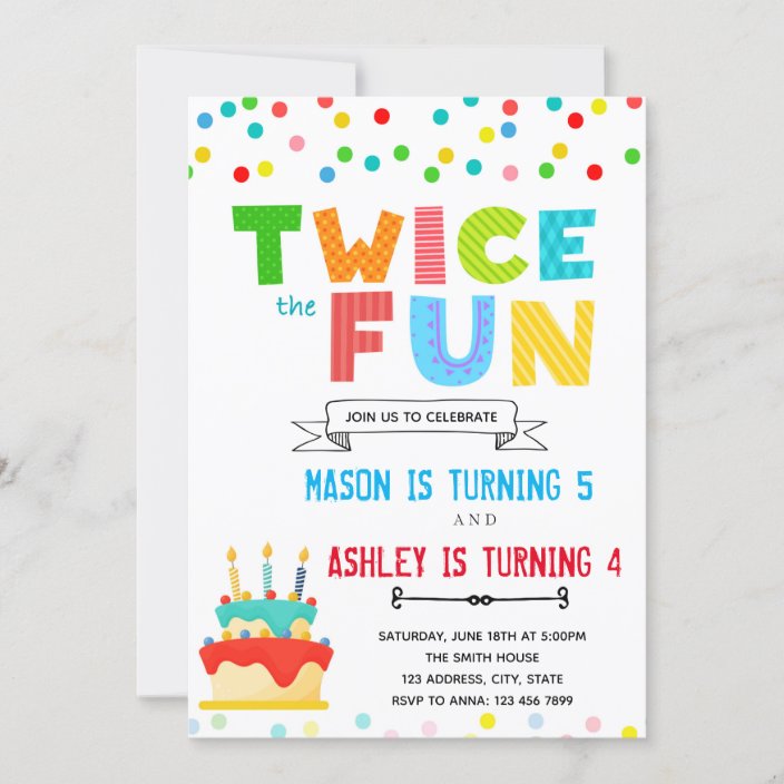 Twice the fun joint birthday card Zazzle