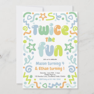 Twice The Fun Joint Birthday Party Balloon Invitation
