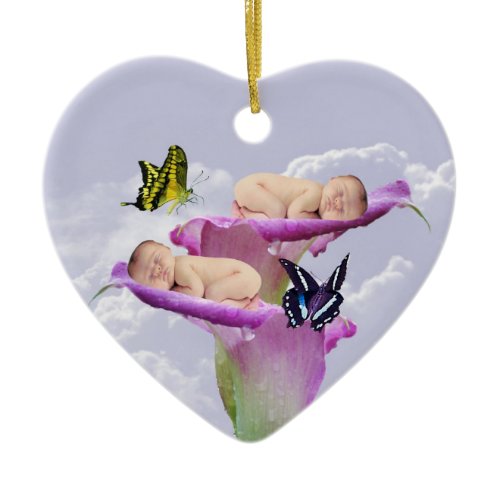 Twice the joy with baby twins christmas ceramic ornament