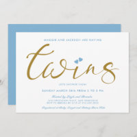 Twice The Love Twin Boys Baby Shower Invitation