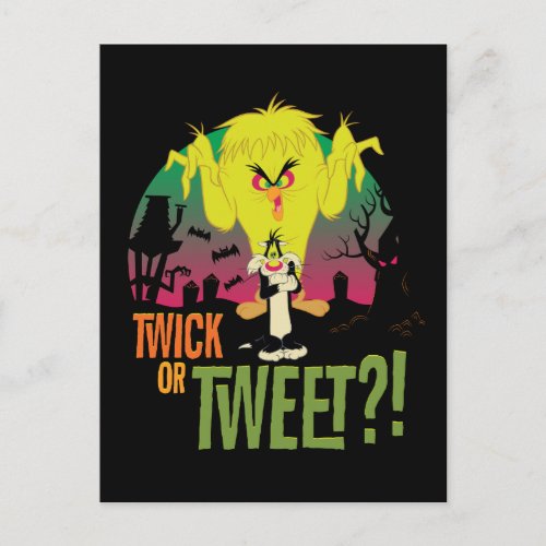 Twick or Tweet TWEETYâ  SYLVESTERâ Invitation Postcard