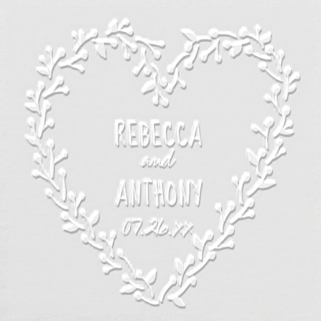 Twig and Berry Heart Bride and Groom Wedding  Embosser (Design)