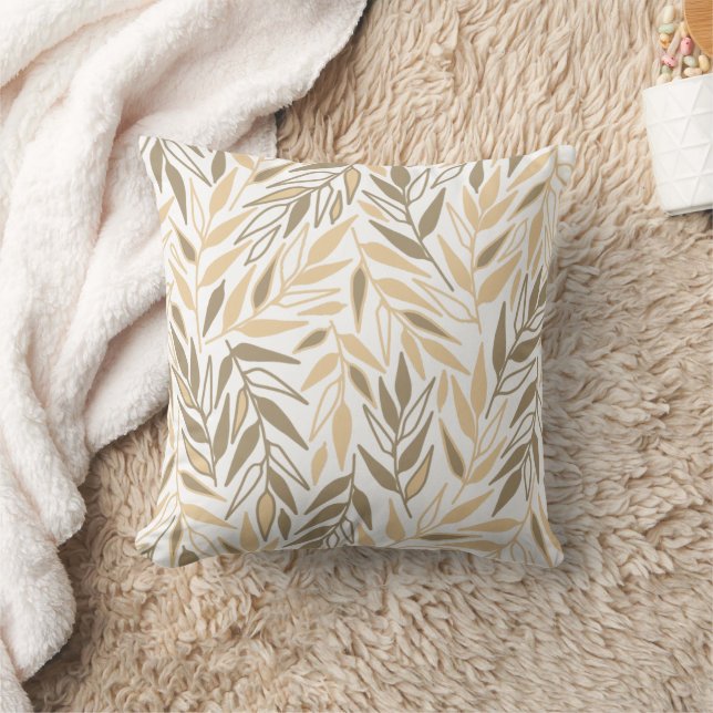 Twig Leaves. Throw Pillow (Blanket)