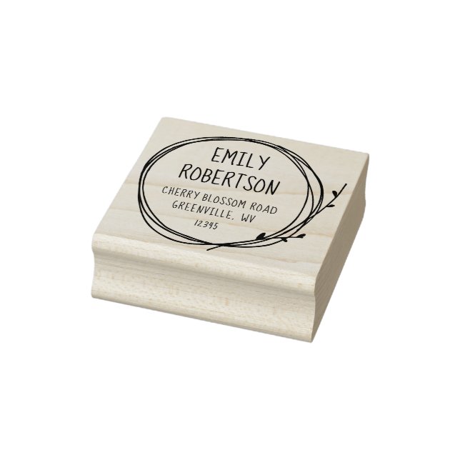 Twig Wreath Casual Country Wedding Nature Circle Rubber Stamp (Stamp)