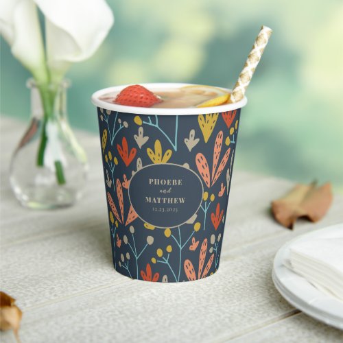 Twigs and Leaves Botanical Pattern Paper Cups
