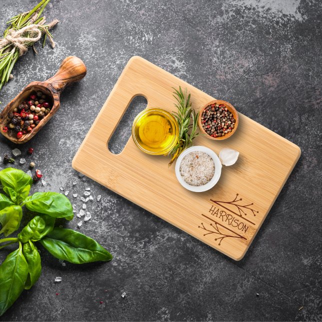 Twigs Border Monogram Etched Cutting Boards (Creator Uploaded)