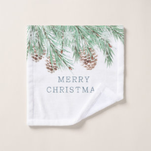 twigs with cones, Christmas, Christmas cones Wash Cloth