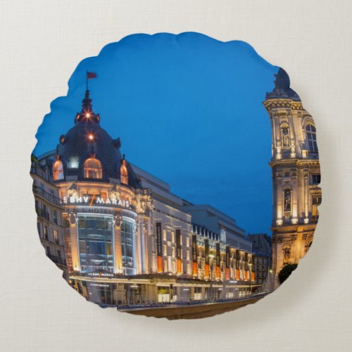 Twilight at Bazar de lHotel de Ville Round Pillow