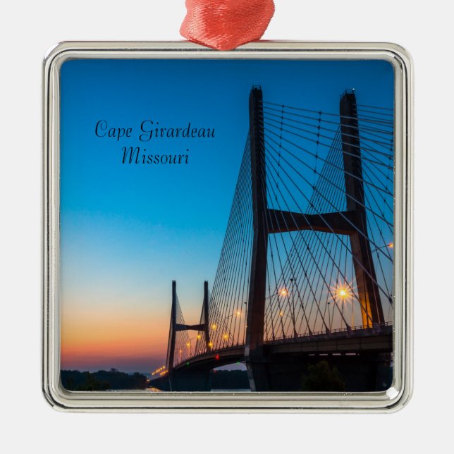 Twilight At Bill Emerson Bridge Metal Ornament (Front)