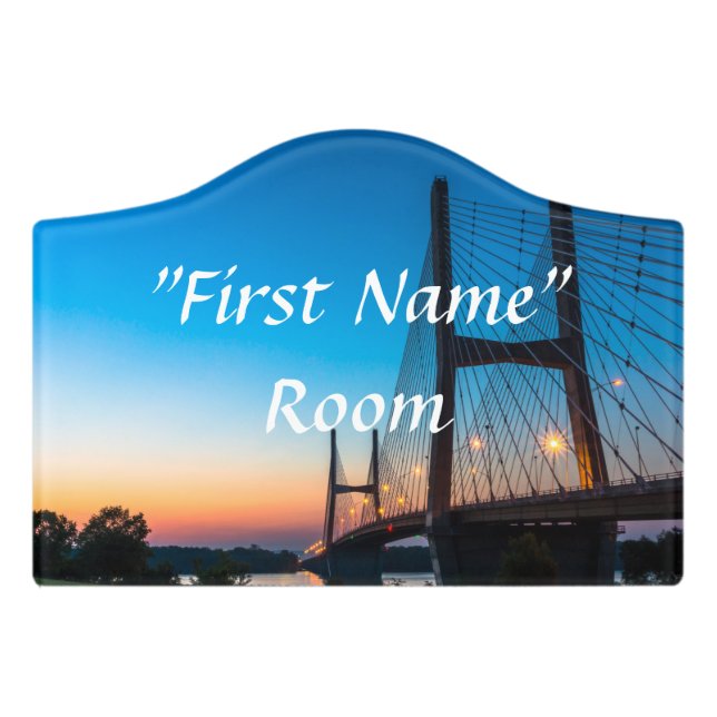 Twilight At Bill Emerson Bridge Name Door Sign (Small Crest Front)