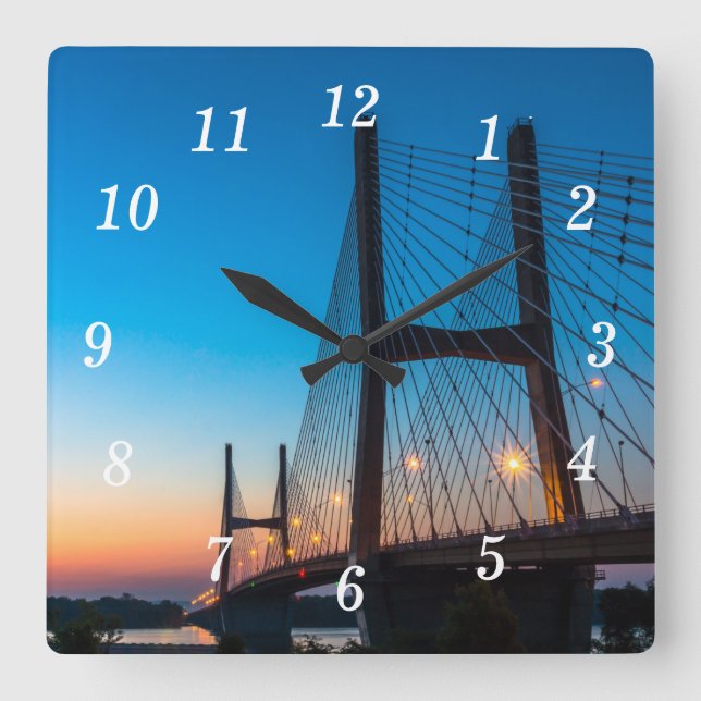 Twilight At Bill Emerson Bridge Wall Clock (Front)