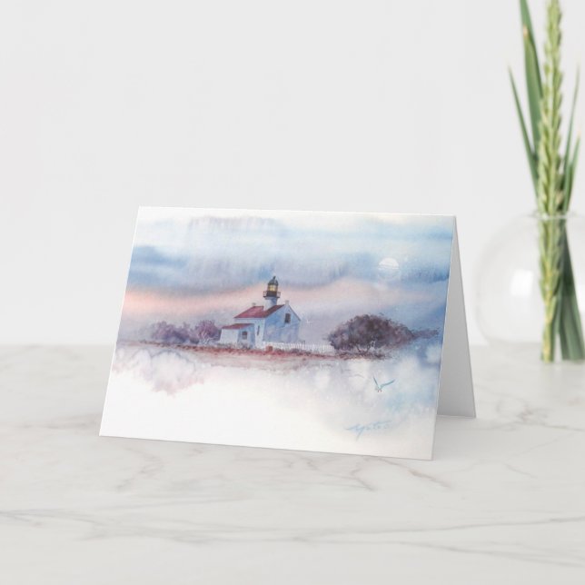 TWILIGHT AT OLD PT. LOMA LIGHTHOUSE, SAN DIEGO, CA CARD (Front)