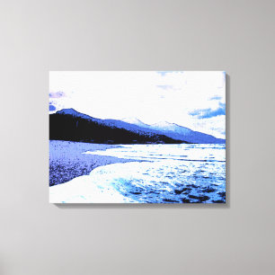 Twilight beach in shades of blue canvas print