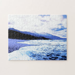 Twilight Beach in Shades of Blue Jigsaw Puzzle