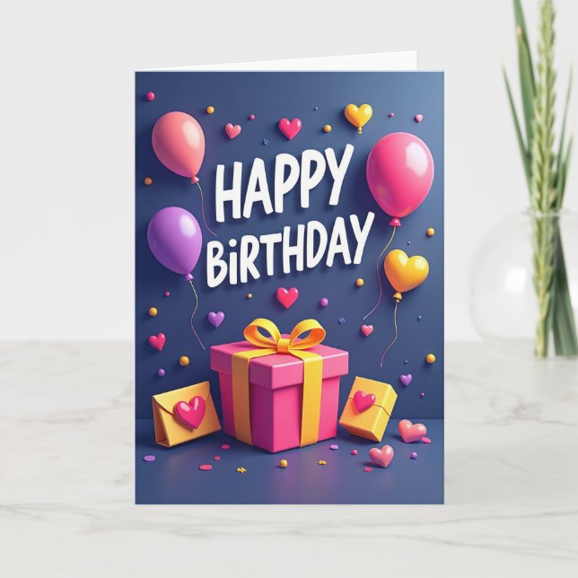 Twilight Birthday Balloons Card (Front)