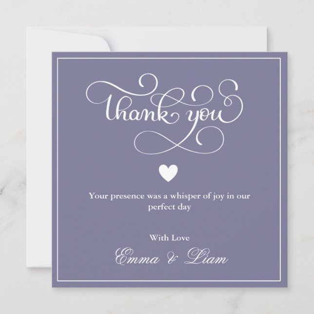 Twilight Bloom Minimal Wedding Flat Thankyou Card (Front)