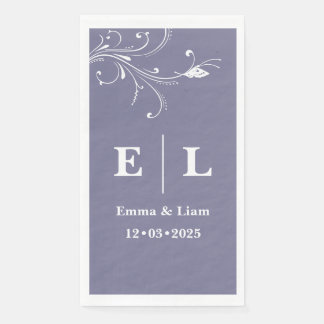 Twilight Bloom Minimal Wedding Personalised  Paper Guest Towels