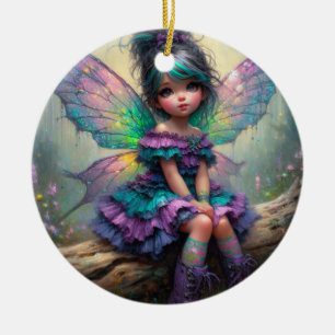 Twilight Blossom Fairy Ceramic Ornament