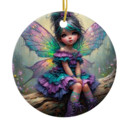 Twilight Blossom Fairy Ceramic Ornament