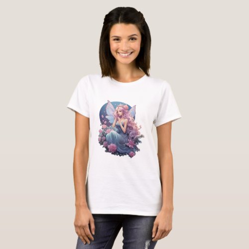 Twilight Blossom Fairy Illustration T_Shirt