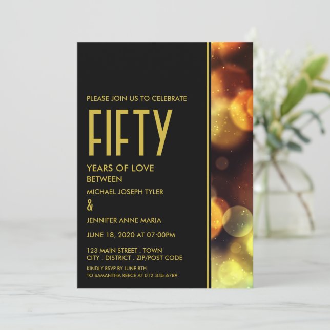 Twilight Bokeh Lights, Anniversary Invitation (Standing Front)