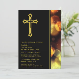 Twilight Bokeh Lights, First Holy Communion Invitation