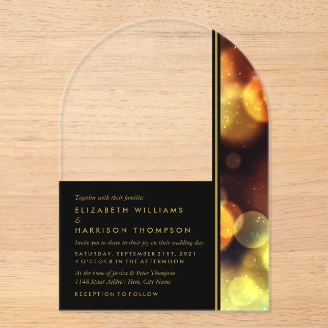 Twilight Bokeh Lights Wedding Acrylic Invitations (Front)
