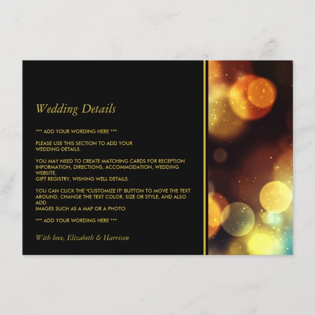 Twilight Bokeh Lights Wedding Detail Enclosure Card (Front)