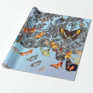 TWILIGHT BUTTERFLIES AND LACE WRAPPING PAPER