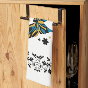 Twilight Butterfly Bloom – Fantasy Floral Artwork Kitchen Towel