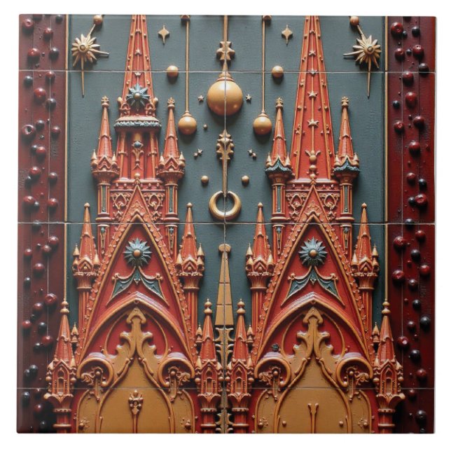 Twilight Castle Ceramic Tile (Front)