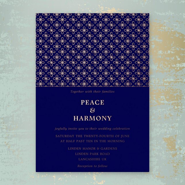 Twilight Charms Rose Gold Navy Blue Wedding Foil Invitation (Creator Uploaded)