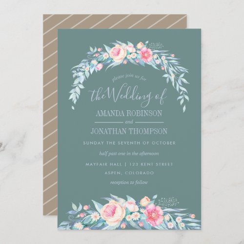 TWILIGHT colors Spring Wedding floral invitation