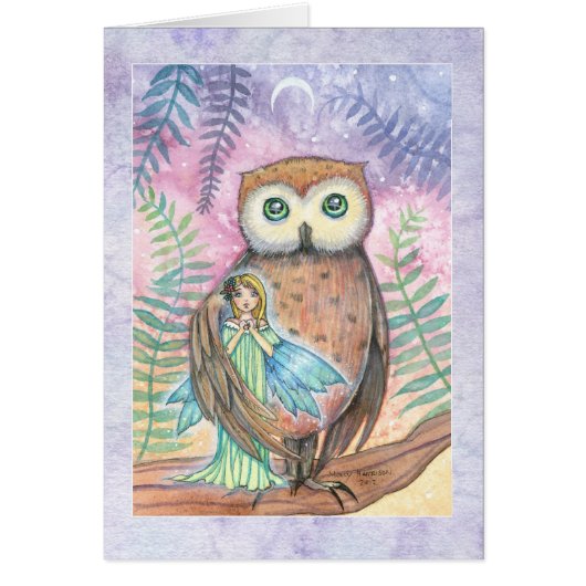 Twilight Companions Owl and Little Fairy Card (Front)