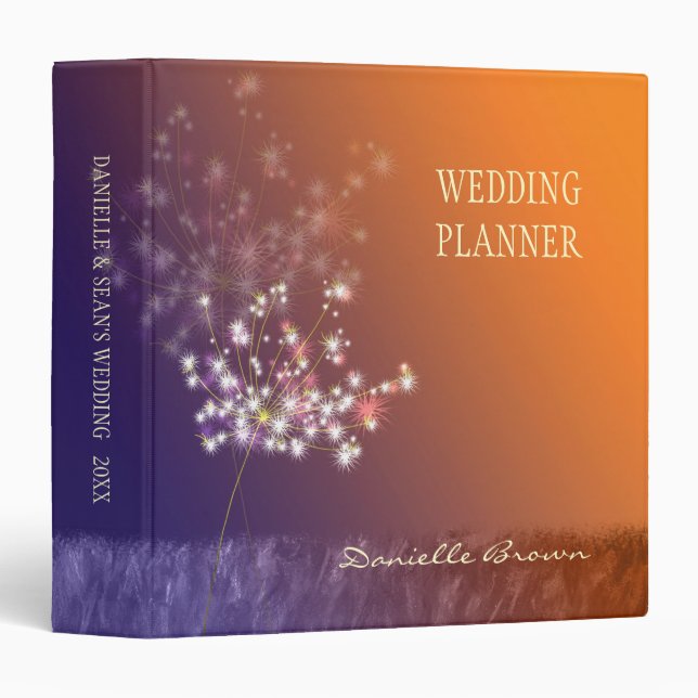 Twilight Dandelion Autumn Wedding Planner Binder (Front/Spine)